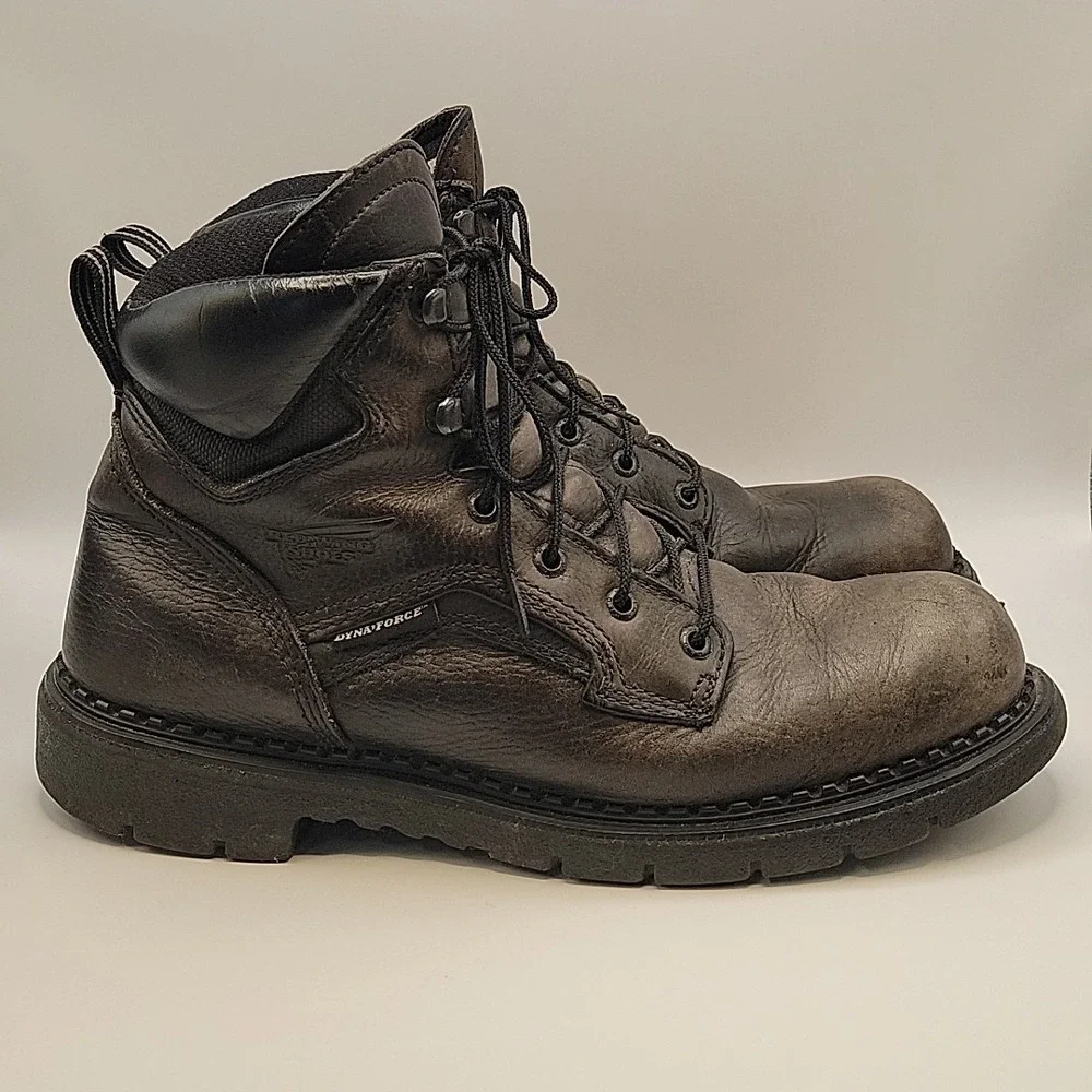 Red Wing 923 Men's 10.5 D Black Work Boots Made USA DynaForce Leather